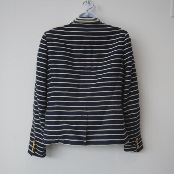 J Crew Schoolboy Blazer Size 10 Navy Stripe Linen - Picture 4 of 14